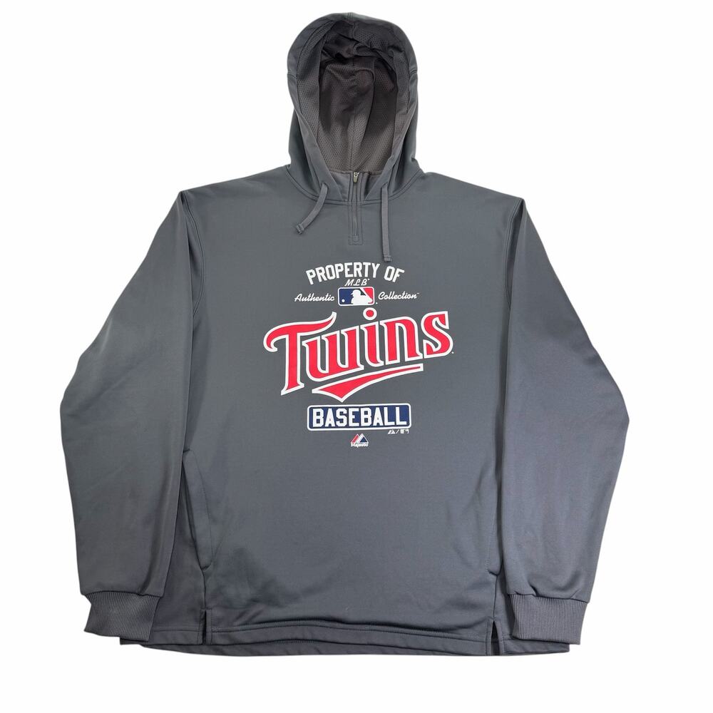 Minnesota Twins Majestic Authentic Collection Hoodie Men Sz L 1/4 Zip Sweatshirt